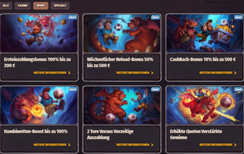 dragonia sports bonuses page