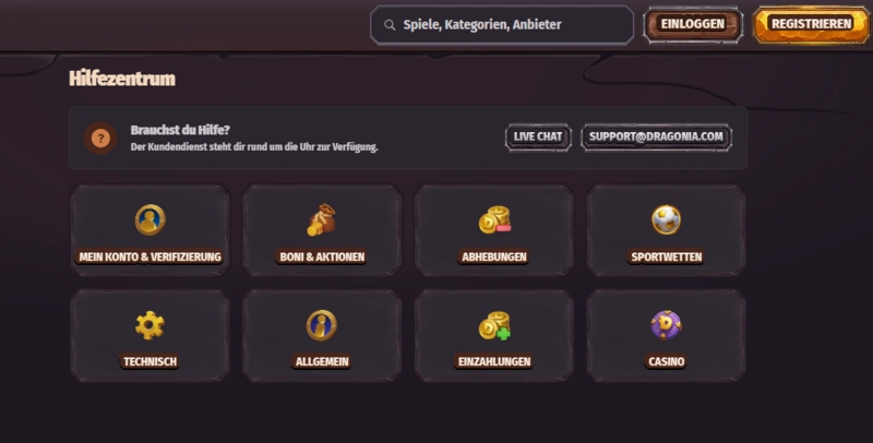 dragonia support page